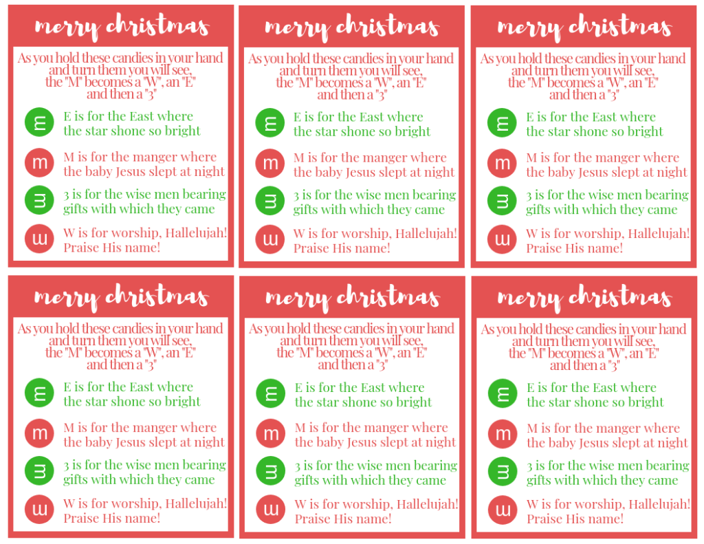 m&m christmas poem printable - home and hallow